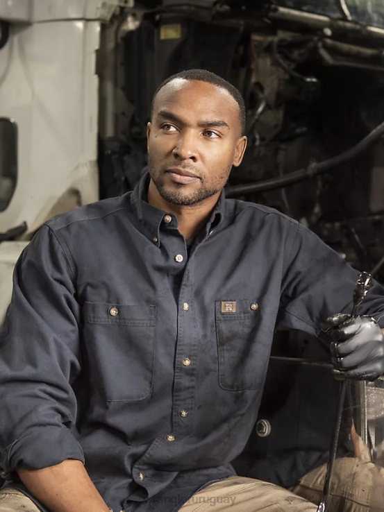 Armada Wrangler hombres Riggs Workwear camisa de trabajo de sarga sólida con botones y manga larga ropa F8J4V350