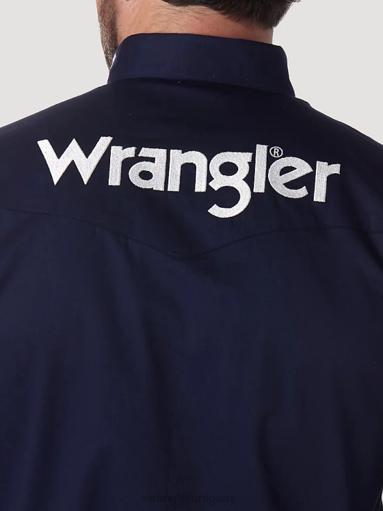 Armada Wrangler hombres camisa lisa de manga larga con botones y logo ropa F8J4V395