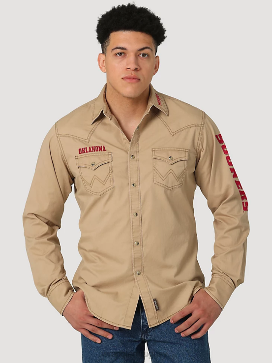 Denim oscuro Wrangler hombres Camisa de trabajo de mezclilla occidental de manga larga con corte vaquero ropa F8J4V406