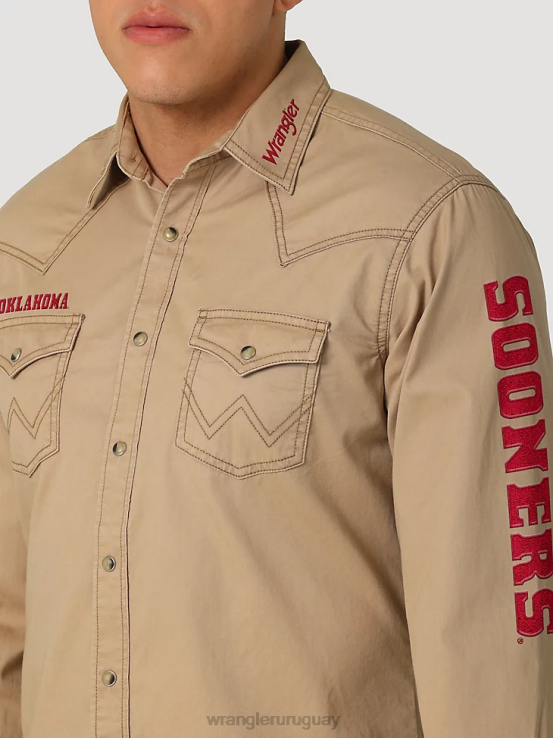 Denim oscuro Wrangler hombres Camisa de trabajo de mezclilla occidental de manga larga con corte vaquero ropa F8J4V406