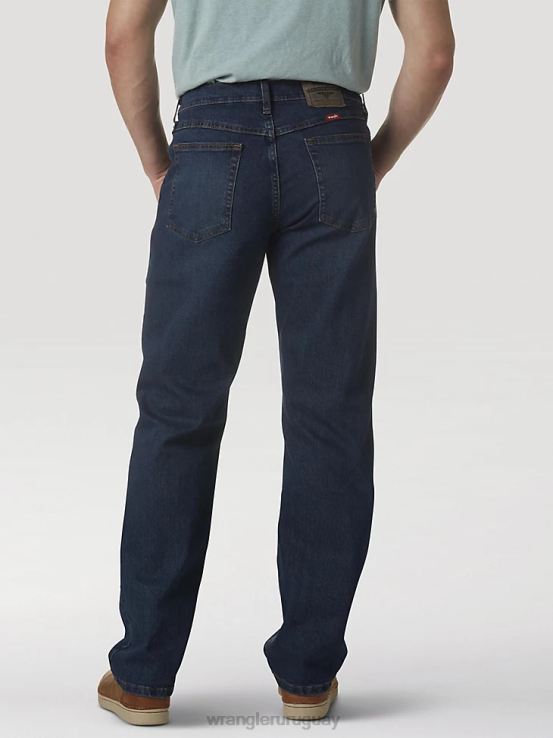 Denim oscuro Wrangler hombres mezclilla premium de cinco estrellas flexible para mayor comodidad jean de ajuste relajado ropa F8J4V83