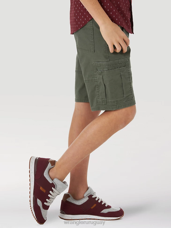 aceituna Wrangler Niños pantalón corto cargo flexible y cómodo ropa F8J4V996