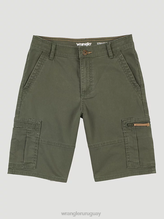 aceituna Wrangler Niños pantalón corto cargo flexible y cómodo ropa F8J4V996