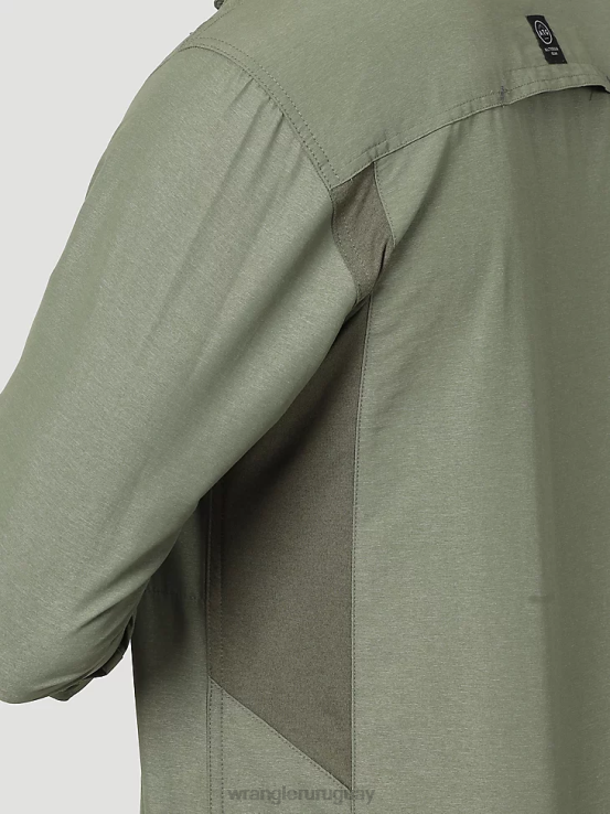 aceituna polvorienta Wrangler hombres camisa atg mezcla de materiales ropa F8J4V377