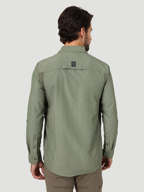 aceituna polvorienta Wrangler hombres camisa atg mezcla de materiales ropa F8J4V635