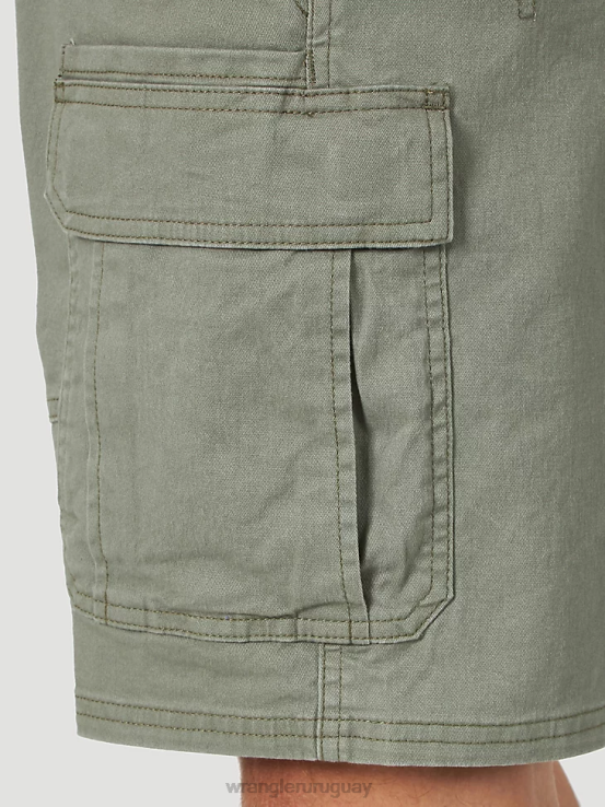 aceituna polvorienta Wrangler hombres pantalones cortos cargo elásticos auténticos ropa F8J4V556