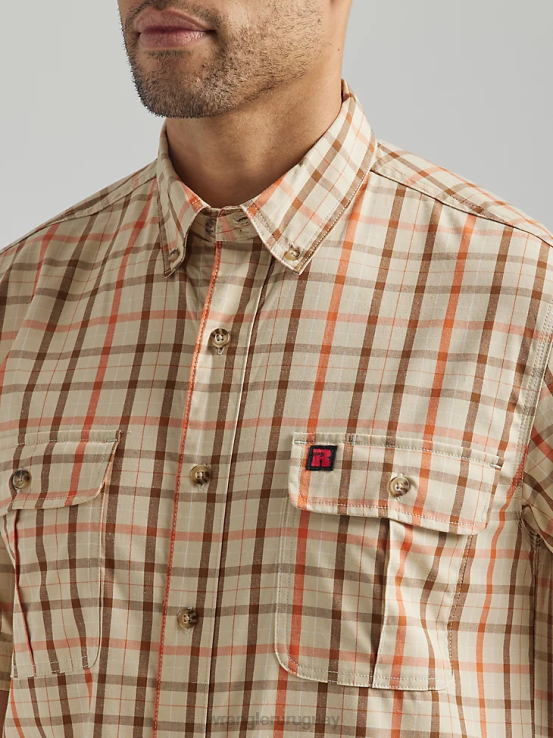 amarillo caqui Wrangler hombres camisa de trabajo a cuadros riggs workwear ropa F8J4V673