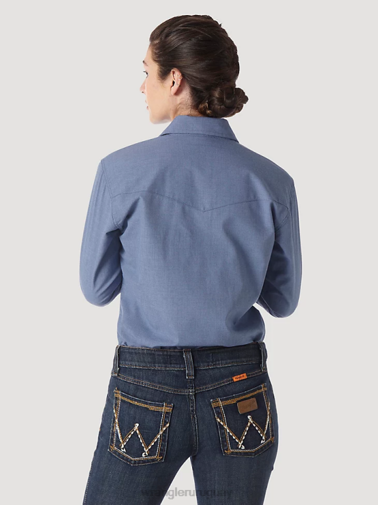 azul Wrangler mujer fr resistente al fuego manga larga sólido ropa F8J4V892