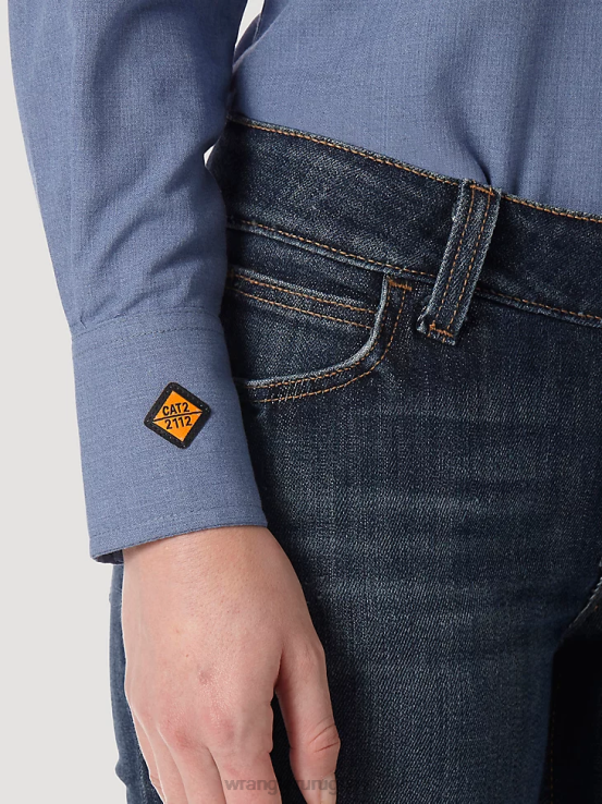 azul Wrangler mujer fr resistente al fuego manga larga sólido ropa F8J4V892