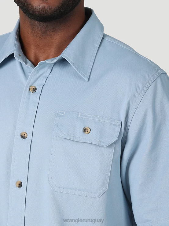 azul descolorido Wrangler hombres camisa épica de sarga suave y flexible ropa F8J4V361