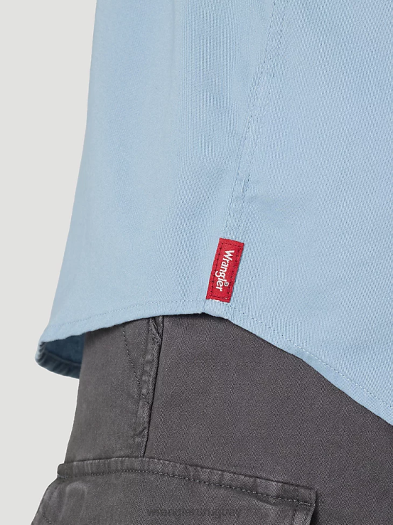azul descolorido Wrangler hombres camisa épica de sarga suave y flexible ropa F8J4V361