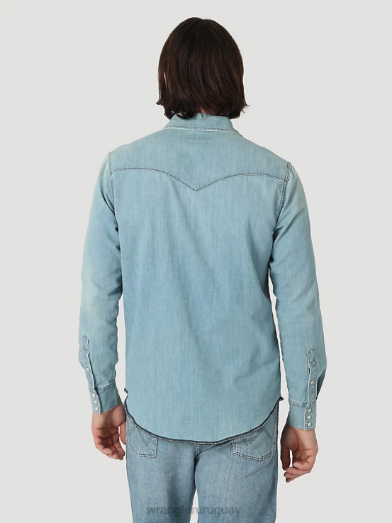 azul helado Wrangler hombres camisa de trabajo patrimonial ropa F8J4V477