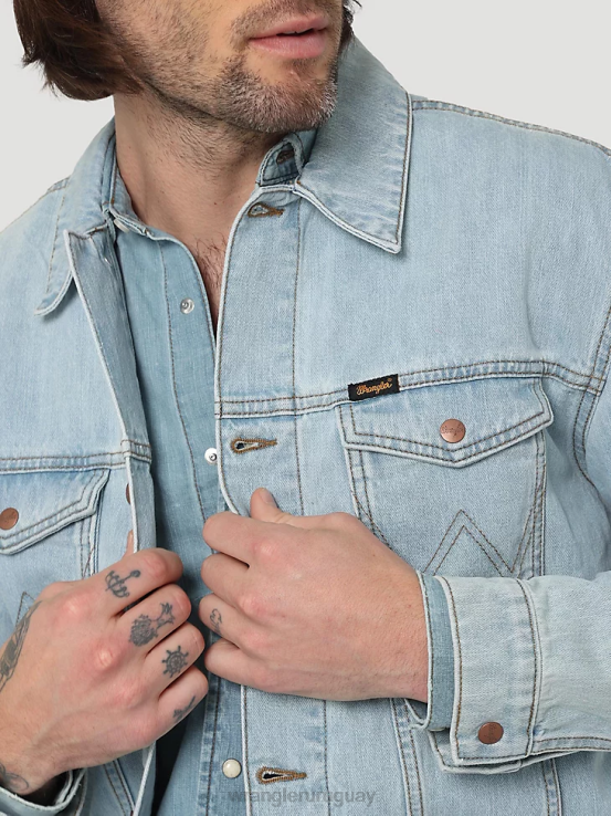 azul helado Wrangler hombres chaqueta anti-fit Heritage ropa F8J4V618