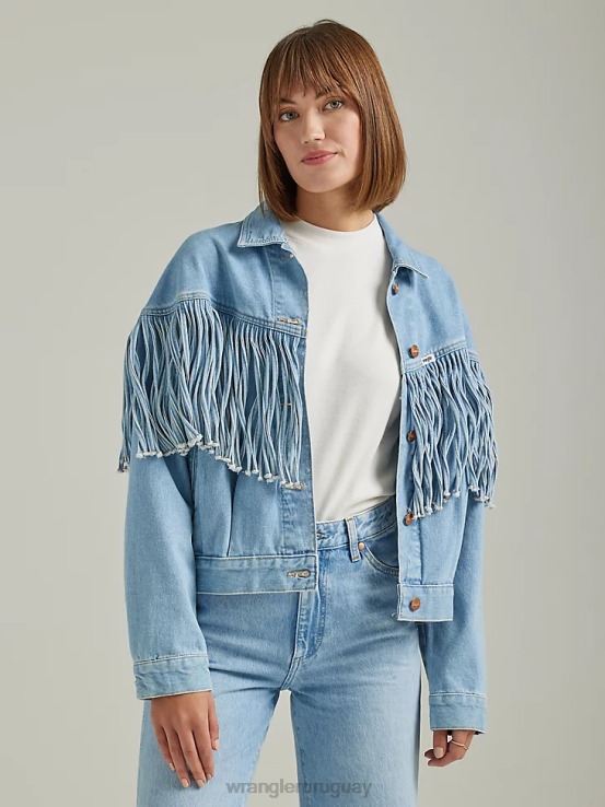 azul helado Wrangler mujer chaqueta vaquera novia ropa F8J4V854