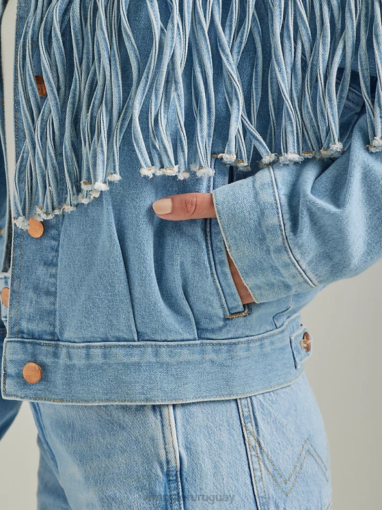 azul helado Wrangler mujer chaqueta vaquera novia ropa F8J4V854