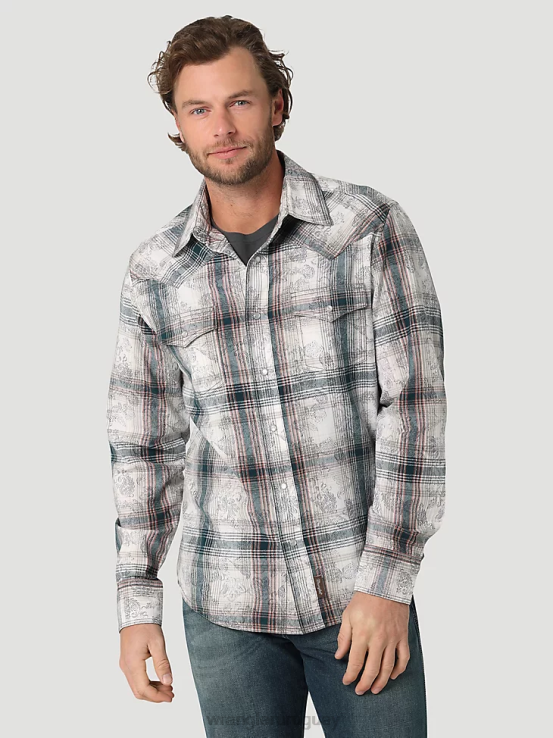 azul marino/negro Wrangler hombres camisa a cuadros occidental de manga larga resistente al fuego fr ropa F8J4V500