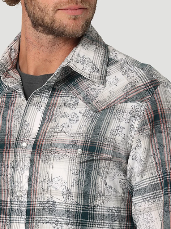 azul marino/negro Wrangler hombres camisa a cuadros occidental de manga larga resistente al fuego fr ropa F8J4V500