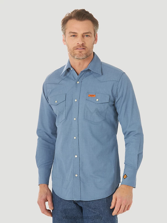 azul marino/negro Wrangler hombres camisa a cuadros occidental de manga larga resistente al fuego fr ropa F8J4V500