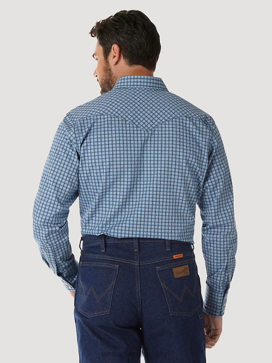 azul marino/negro Wrangler hombres camisa a cuadros occidental de manga larga resistente al fuego fr ropa F8J4V694