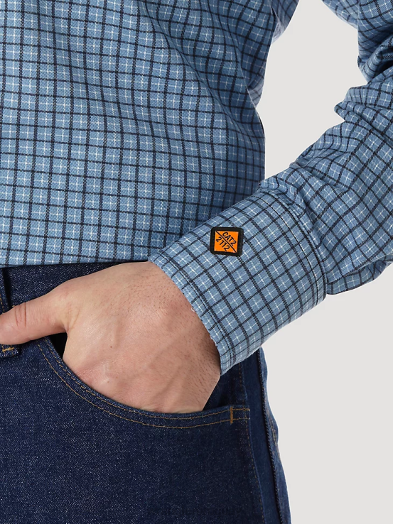 azul marino/negro Wrangler hombres camisa a cuadros occidental de manga larga resistente al fuego fr ropa F8J4V694