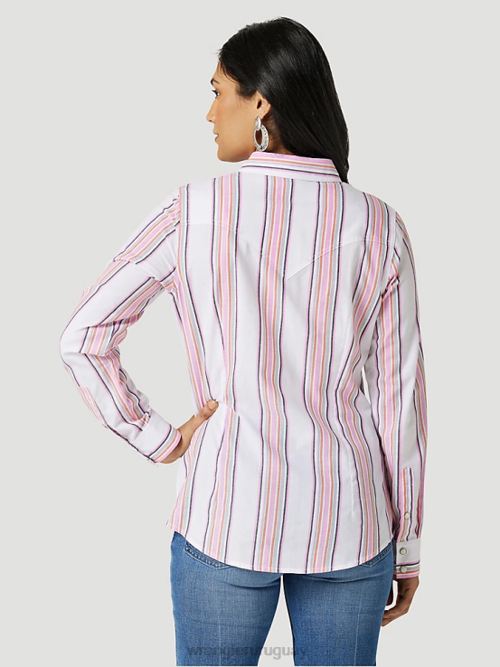 azul maui Wrangler mujer camisa estilo western con lazo en la parte delantera ropa F8J4V884