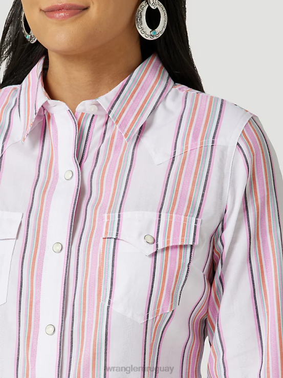 azul maui Wrangler mujer camisa estilo western con lazo en la parte delantera ropa F8J4V884