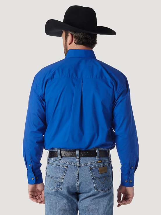 azul real Wrangler hombres camisa lisa con botones george strait  national patriot ropa F8J4V371