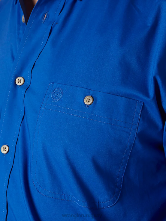 azul real Wrangler hombres camisa lisa con botones george strait  national patriot ropa F8J4V371