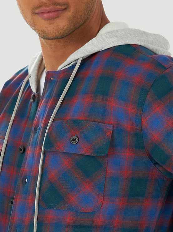 azul rojo Wrangler hombres Authentics chaqueta estilo camisa de franela acolchada ropa F8J4V392