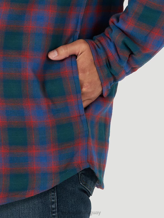 azul rojo Wrangler hombres Authentics chaqueta estilo camisa de franela acolchada ropa F8J4V392