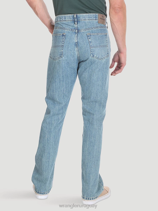 azul tiza Wrangler hombres Vaqueros auténticos de ajuste regular y cintura cómoda ropa F8J4V206