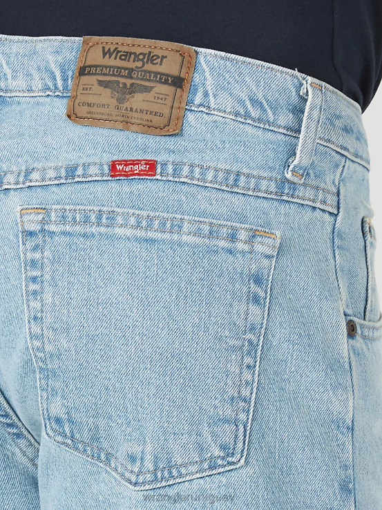 azul vintage Wrangler hombres mezclilla premium de cinco estrellas flexible para mayor comodidad jean de ajuste relajado ropa F8J4V79