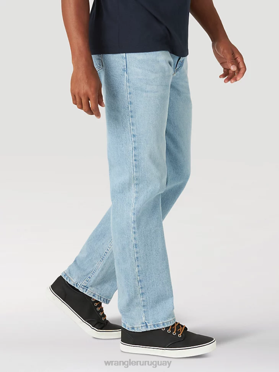azul vintage Wrangler hombres mezclilla premium de cinco estrellas flexible para mayor comodidad jean de ajuste relajado ropa F8J4V79