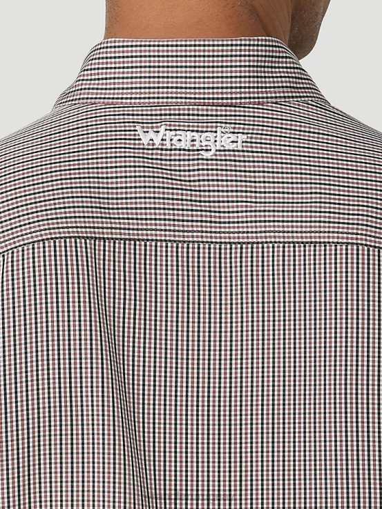 bebe azul Wrangler hombres Camisa con estampado de un bolsillo y botones de manga corta George Strait ropa F8J4V300