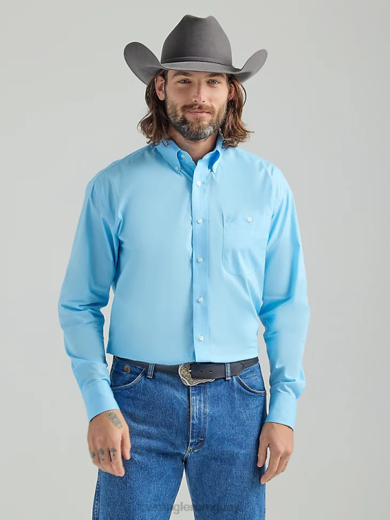 bebe azul Wrangler hombres camisa lisa de manga larga con botones de george strait ropa F8J4V294