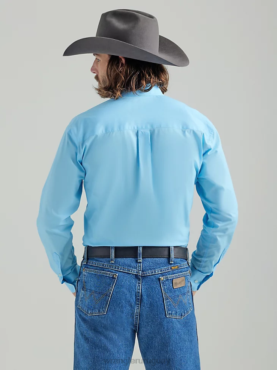 bebe azul Wrangler hombres camisa lisa de manga larga con botones de george strait ropa F8J4V294