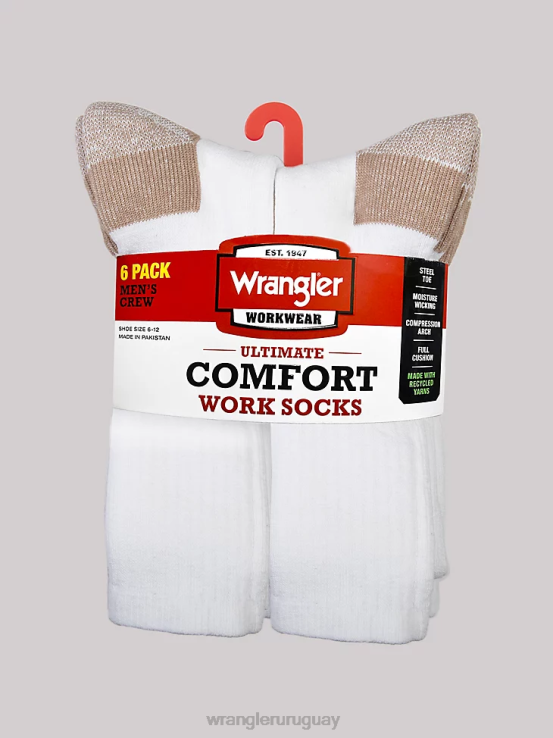 blanco Wrangler hombres calcetines de trabajo para equipo (paquete de 6) accesorios F8J4V729