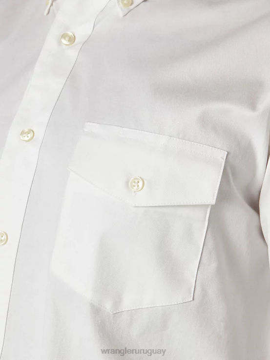 blanco Wrangler hombres camisa de sarga sólida y ligera con botones y manga larga pintada en el desierto ropa F8J4V298