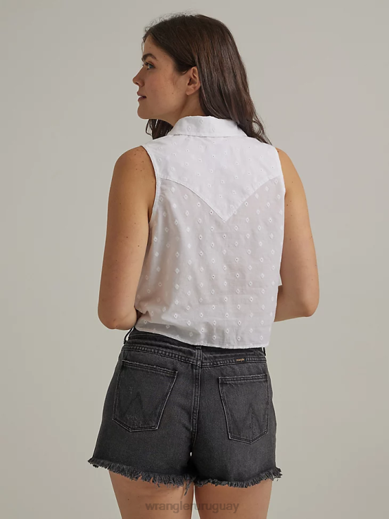 blanco Wrangler mujer camisa estilo western con lazo en la parte delantera ropa F8J4V885