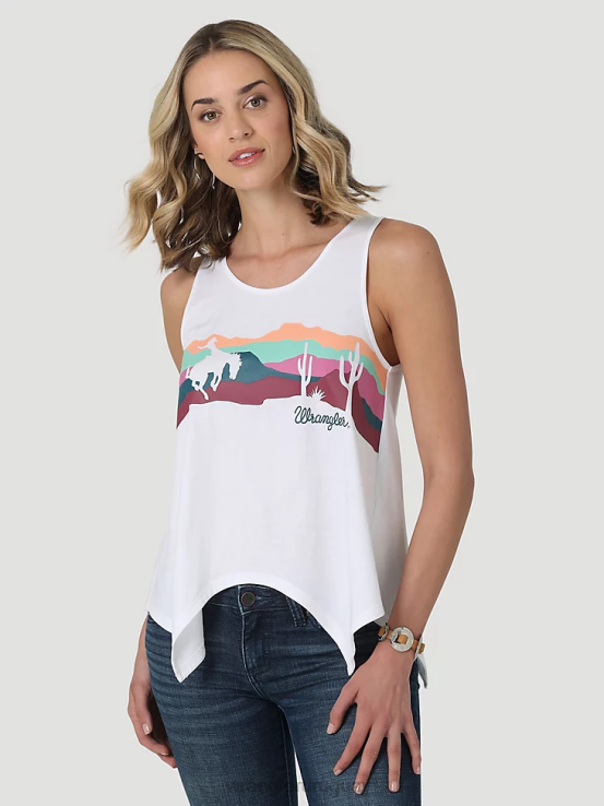 blanco Wrangler mujer camisola de un hombro ropa F8J4V873