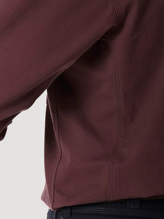 borgoña Wrangler hombres Riggs Workwear camisa de trabajo de sarga sólida con botones y manga larga ropa F8J4V352