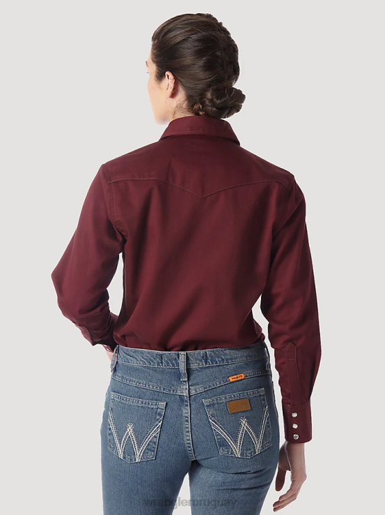 borgoña Wrangler mujer fr resistente al fuego manga larga sólido ropa F8J4V895