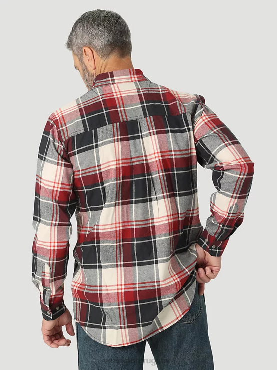 bosque verde Wrangler hombres Riggs Workwear camisa de trabajo de sarga sólida con botones y manga larga ropa F8J4V349