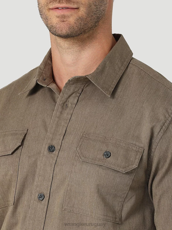 brezo de teca Wrangler hombres camisa de manga larga de sarga/mezclilla ropa F8J4V376