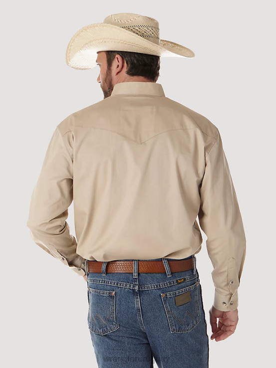 broncearse Wrangler hombres camisa de sarga sólida y ligera con botones y manga larga pintada en el desierto ropa F8J4V299