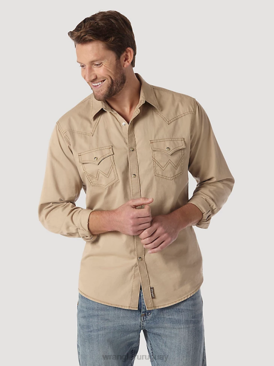 broncearse Wrangler hombres camisa estilo western con dos bolsillos con solapa y ribete en contraste ropa F8J4V437