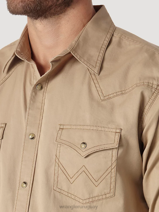 broncearse Wrangler hombres camisa estilo western con dos bolsillos con solapa y ribete en contraste ropa F8J4V437