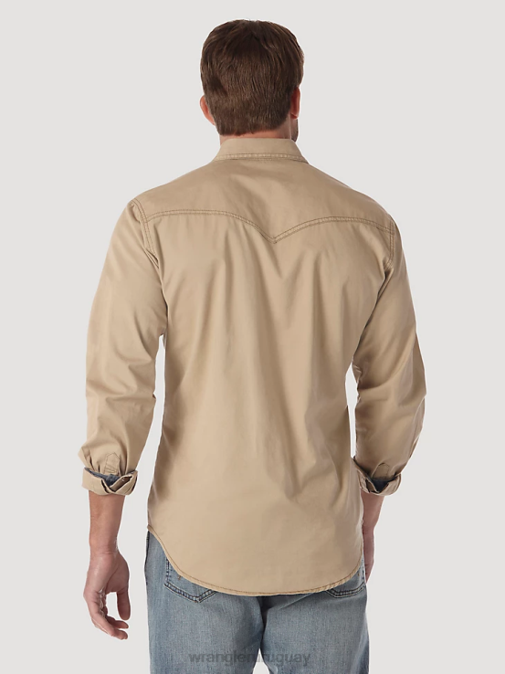 broncearse Wrangler hombres camisa estilo western con dos bolsillos con solapa y ribete en contraste ropa F8J4V437