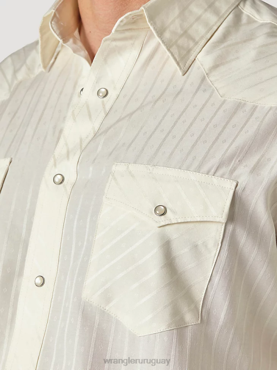 broncearse Wrangler hombres camisa occidental de manga larga con rayas dobby y botones (oscuro) ropa F8J4V467