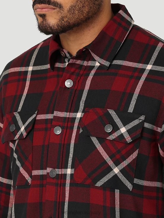 cabernet Wrangler hombres Chaqueta camisera gruesa con forro de sherpa a cuadros ropa F8J4V387